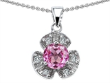 Original Star K™ Flower Pendant With Round 6mm Created Pink Sapphire