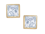 Tommaso Design™ Square Small Genuine Aquamarine Earrings