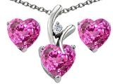 Original Star K™ Created Pink Sapphire Heart Shape Pendant with Free Box Set matching earrings