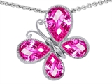 Original Star K™ Butterfly with Pear Shape Created Pink Sapphire Pendant