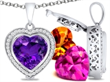 Switch-It Gems™ Heart Shape 12mm Simulated Amethyst Pendant with 12 Interchangeable Simulated Birthstones