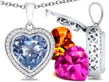 Switch-It Gems™ Heart Shape 12mm Simulated Aquamarine Pendant with 12 Interchangeable Simulated Birthstones
