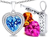 Switch-It Gems™ Heart Shape 12mm Simulated Blue Topaz Pendant with 12 Interchangeable Simulated Birthstones