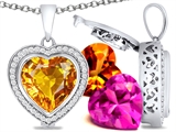 Switch-It Gems™ Heart Shape 12mm Simulated Citrine Pendant with 12 Interchangeable Simulated Birthstones