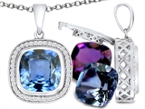 Switch-It Gems™ Cushion Cut 10mm Simulated Aquamarine Pendant with 12 Interchangeable Simulated Birthstones