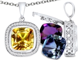 Switch-It Gems™ Cushion Cut 10mm Simulated Citrine Pendant with 12 Interchangeable Simulated Birthstones