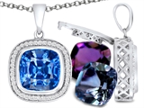 Switch-It Gems™ Cushion Cut 10mm Simulated Blue Topaz Pendant with 12 Interchangeable Simulated Birthstones