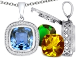 Switch-It Gems™ Cushion Cut 12mm Simulated Aquamarine Pendant with 12 Interchangeable Simulated Birthstones