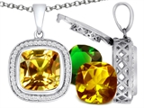 Switch-It Gems™ Cushion Cut 12mm Simulated Citrine Pendant with 12 Interchangeable Simulated Birthstones