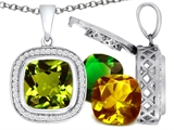 Switch-It Gems™ Cushion Cut 12mm Simulated Peridot Pendant with 12 Interchangeable Simulated Birthstones