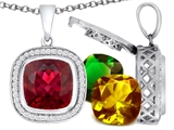 Switch-It Gems™ Cushion Cut 12mm Simulated Ruby Pendant with 12 Interchangeable Simulated Birthstones