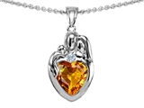 Original Star K™ Loving Mother And Father With Child Family Pendant With Heart Shape 8mm Genuine Citrine