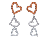 Original Star K™ Dangling Heart with Simulated Orange Mexican Fire Opal Heart Earrings