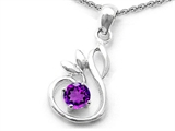 Original Star K™ Round Genuine Amethyst Swan Pendant