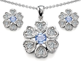 Original Star K™ Simulated Aquamarine Flower Pendant Box Set With Matching Earrings
