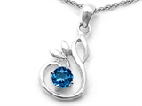 Original Star K™ Round Genuine Blue Topaz Swan Pendant