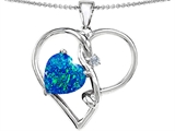 Original Star K™ 10mm Heart Shape Created Blue Opal Knotted Heart Pendant