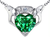 Celtic Love by Kelly™ Claddagh Love Pendant With 8mm Heart Simulated Emerald and Genuine Diamond