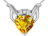 Celtic Love by Kelly™ Claddagh Love Pendant With 8mm Heart Genuine Citrine and Genuine Diamond