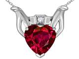 Celtic Love by Kelly™ Claddagh Love Pendant With 8mm Heart Created Ruby and Genuine Diamond