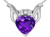 Celtic Love by Kelly™ Claddagh Love Pendant With 8mm Heart Genuine Amethyst and Genuine Diamond