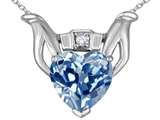 Celtic Love by Kelly™ Claddagh Love Pendant With 8mm Heart Simulated Aquamarine and Genuine Diamond