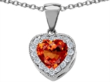 Original Star K™ 8mm Heart Shape Simulated Orange Mexican Fire Opal Heart Pendant