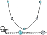 Original Star K™ 16 Inch Gems By The Yard Necklace With Round Simulated Aquamarine