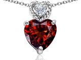 Tommaso Design™ 8mm Heart Shape Genuine Garnet and Diamond Pendant