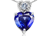 Tommaso Design™ 8mm Heart Shape Created Sapphire and Diamond Pendant