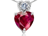 Tommaso Design™ 8mm Heart Shape Created Ruby and Diamond Pendant
