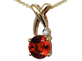 Tommaso Design™ X Shape Designer Inspired Pendant with Diamond and Checkerboard Cut Genuine Garnet