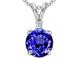 Tommaso Design™ Round Genuine Tanzanite and Diamond Pendant