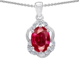 Tommaso Design™ Oval 7x5mm Created Ruby and Diamond Pendant