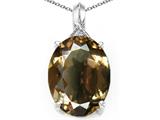 Tommaso Design™ Oval 12x10mm Genuine Smoky Quartz and Diamond Pendant