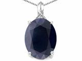 Tommaso Design™ Oval 12x10mm Genuine Black Sapphire and Diamond Pendant