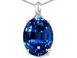 Tommaso Design™ Oval 12x10mm Created Sapphire and Diamond Pendant