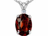 Tommaso Design™ Oval 12x10mm Genuine Garnet And Diamond Pendant