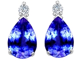 Tommaso Design™ Pear Shape Simulated Tanzanite and Genuine Diamonds Drop Earrings