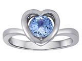 Original Star K™ Heart Engagement Promise of Love Ring with 7mm Round Simulated Aquamarine