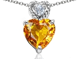 Tommaso Design™ 8mm Heart Shape Genuine Citrine and Diamond Pendant