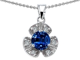 Original Star K™ Flower Pendant With Round 6mm Created Sapphire