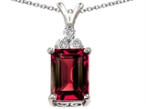 Original Star K™ Large 14x10mm Emerald Cut Created Ruby Pendant