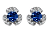 Original Star K™ Flower Earrings With Round 5mm Created Sapphire
