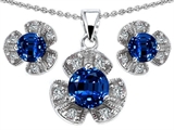 Original Star K™ Created Sapphire Flower Pendant Box Set With Matching Earrings