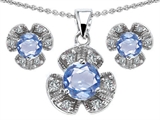 Original Star K™ Simulated Aquamarine Flower Pendant Box Set With Matching Earrings