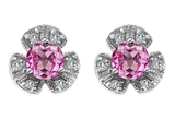 Original Star K™ Flower Earrings With Round 5mm Created Pink Sapphire