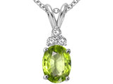 Tommaso Design™ Oval Genuine Peridot and Diamond Pendant