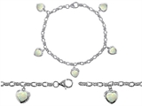 Original Star K™ High End Tennis Charm Bracelet With 5pcs 7mm Heart Shape Created Opal
