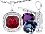 Switch-It Gems™ Interchangeable Simulated Ruby Pendant Set with 12 Cushion Cut 10mm Birthstones Included